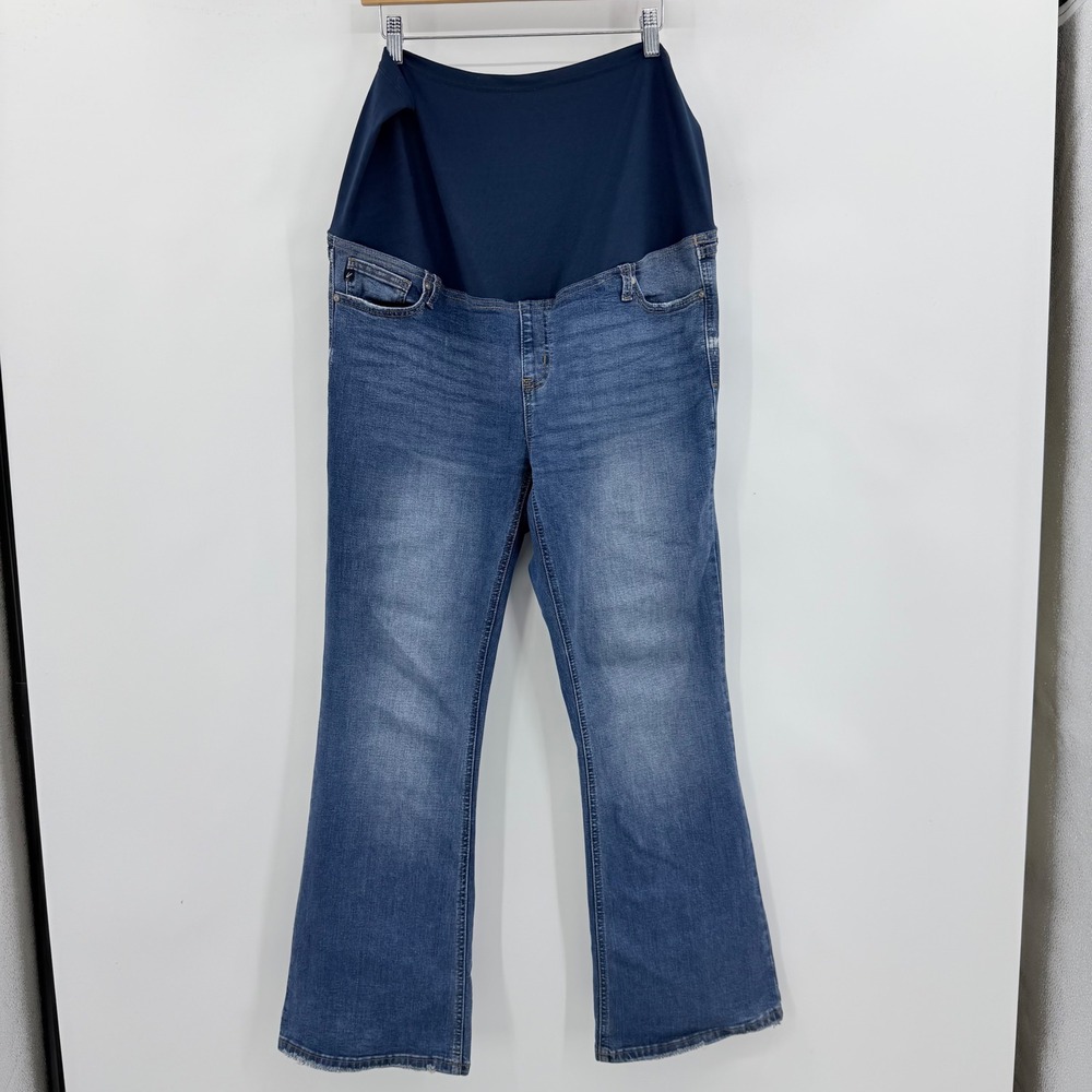 KanCan Maternity Bootcut Jeans Women Size 14 Blue Medium Wash Full Belly Band